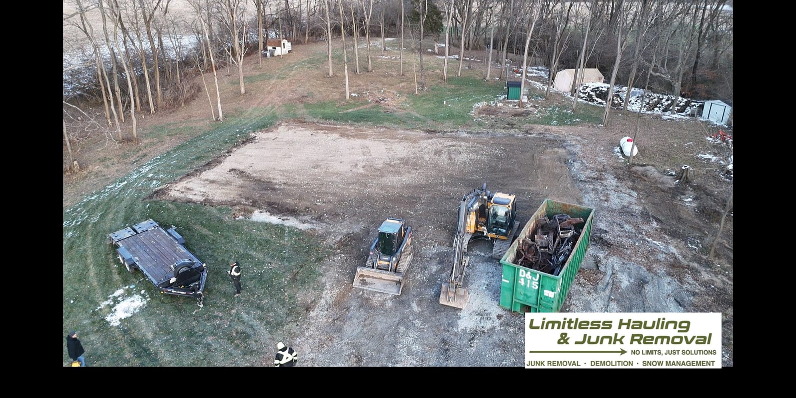 Aerial view of the same site cleared and graded flat